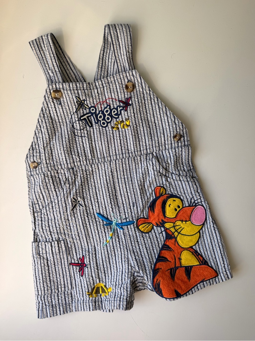 Tigger Seersucker Y2K toddler short overalls Y2K vintage 24M